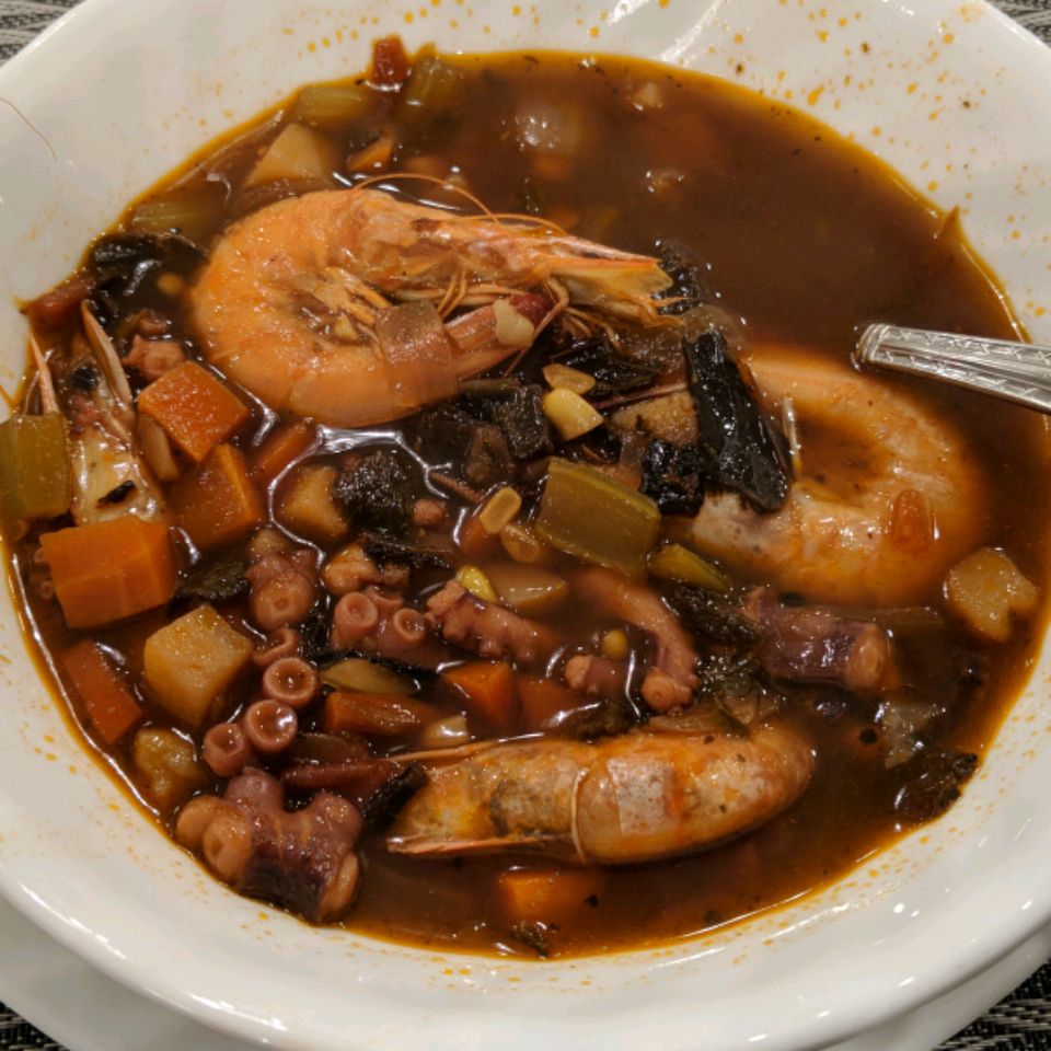 Súp tôm và Octopus (Caldo de Camaron y Pulpo)