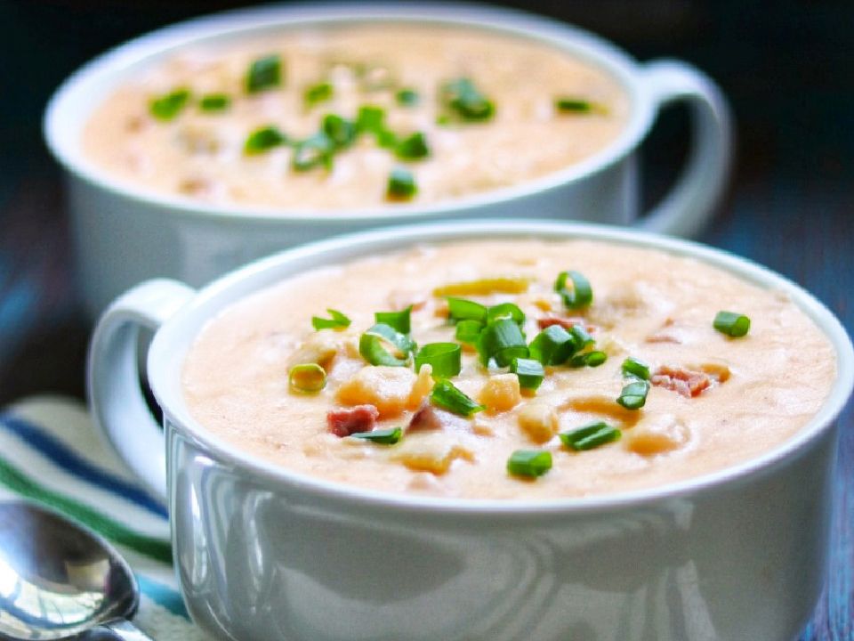 Súp khoai tây ch Cheesy súp dễ dàng với giăm bông
