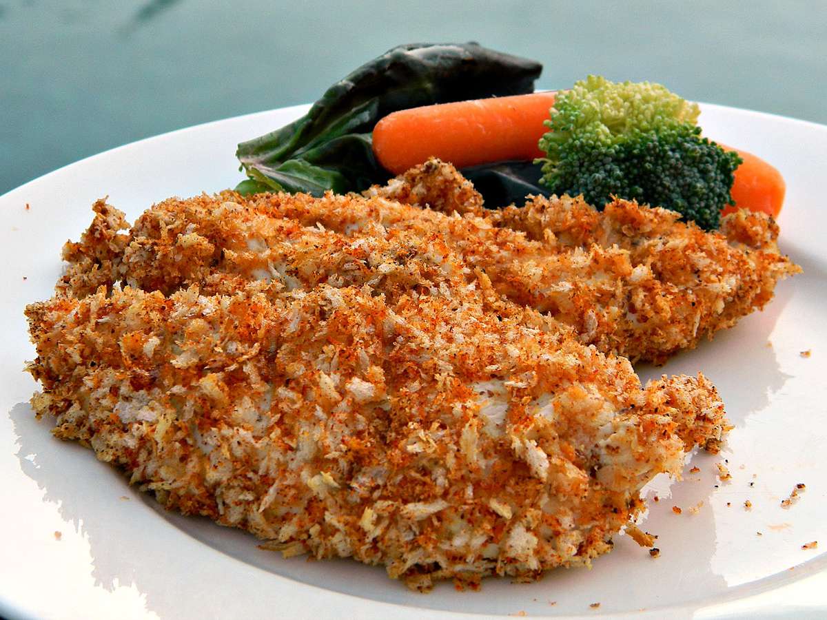 Dải gà nướng với lớp phủ Dijon và Panko