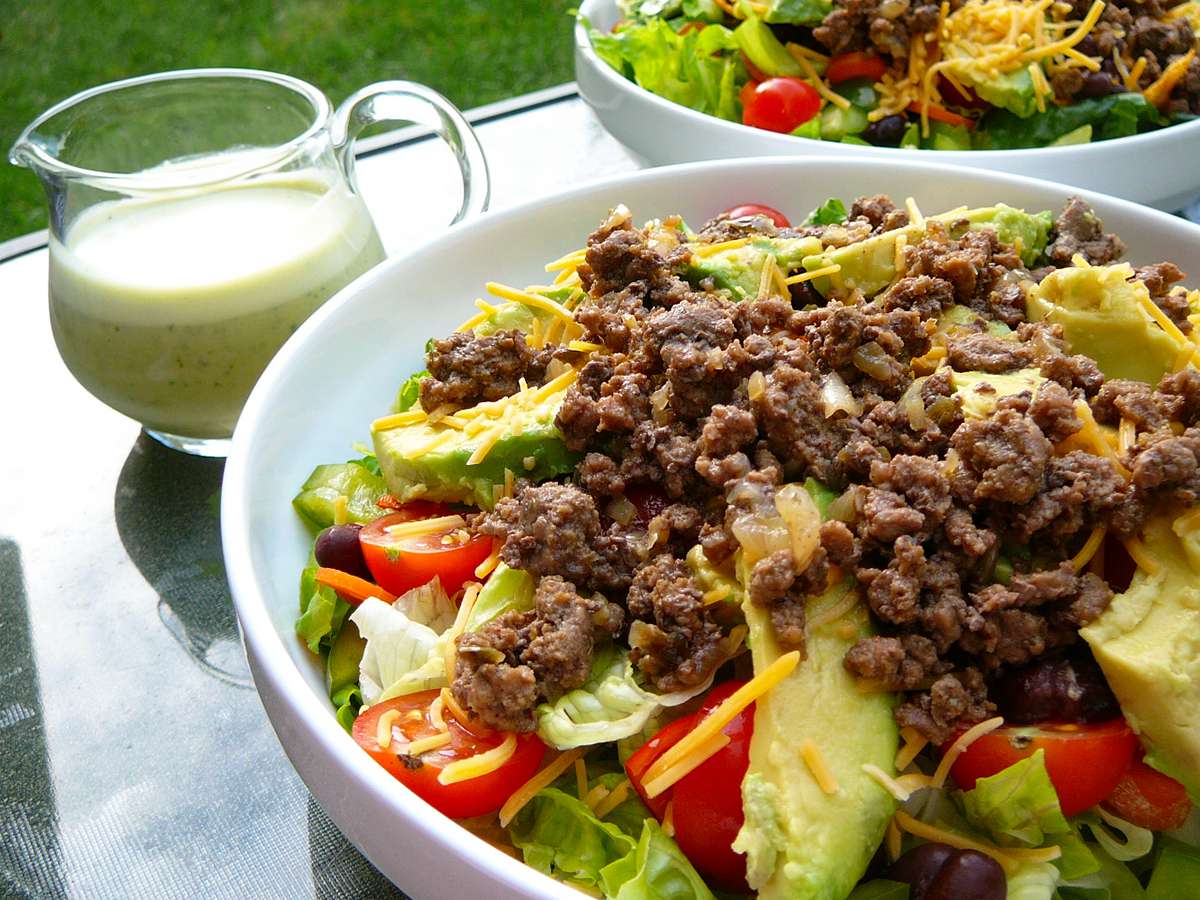 Salad taco với nước sốt giấm vôi