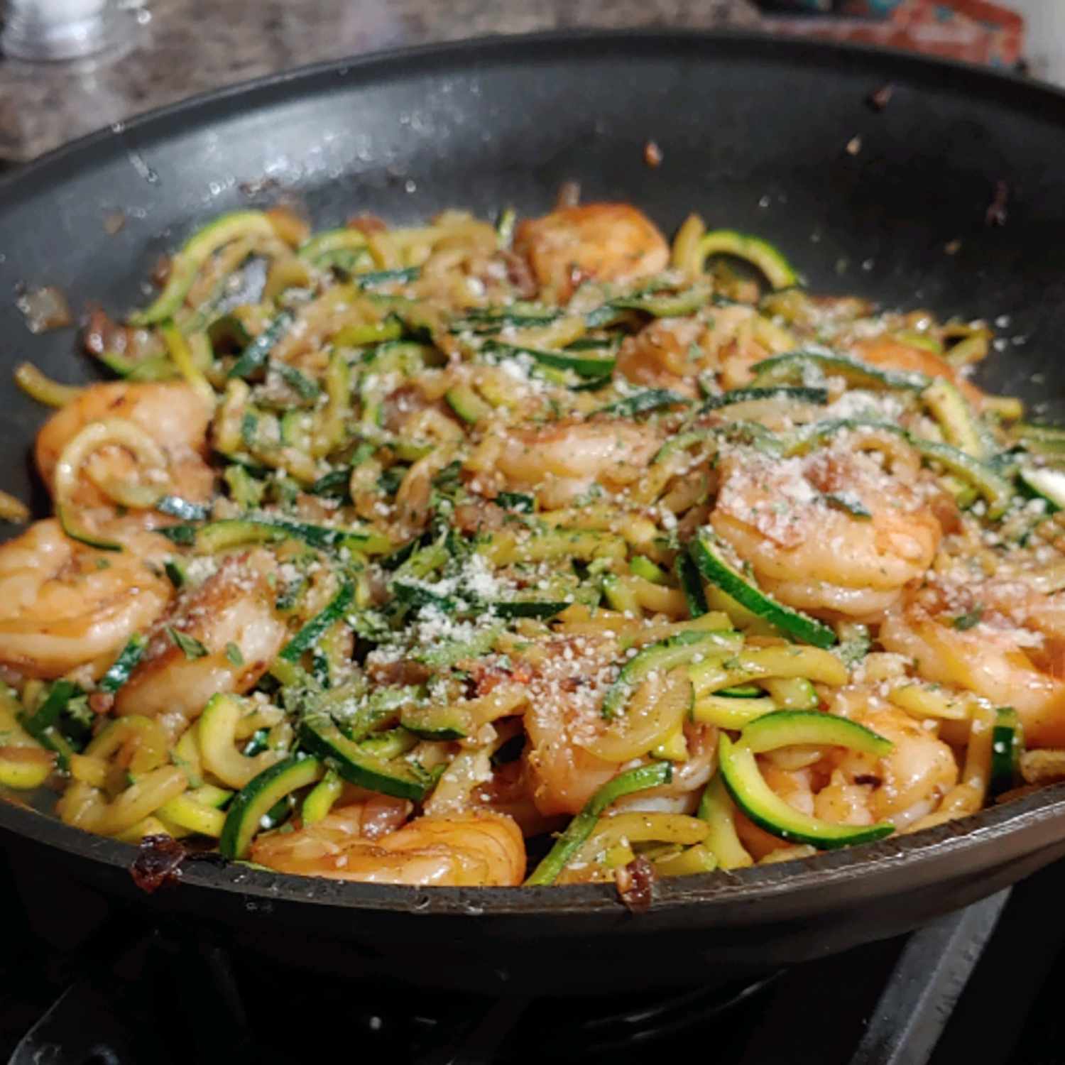 Zucchini mì tôm scampi