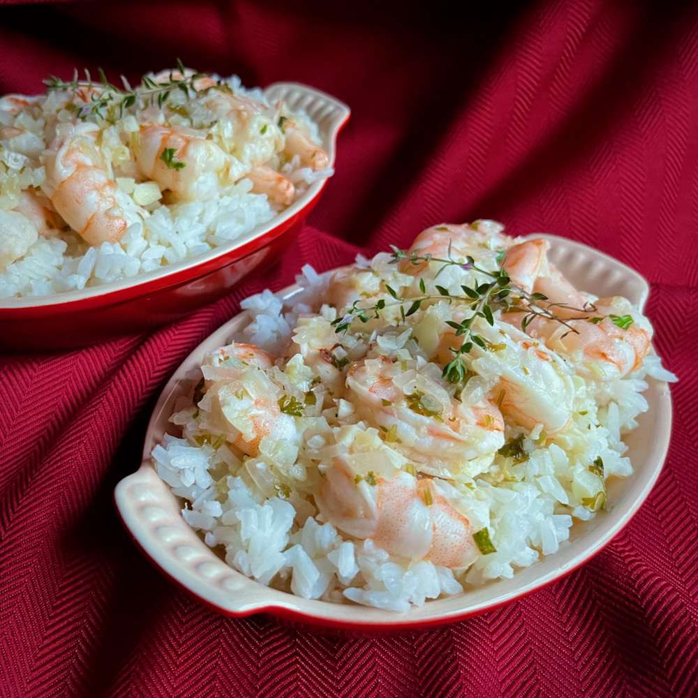 Tôm scampi với gạo