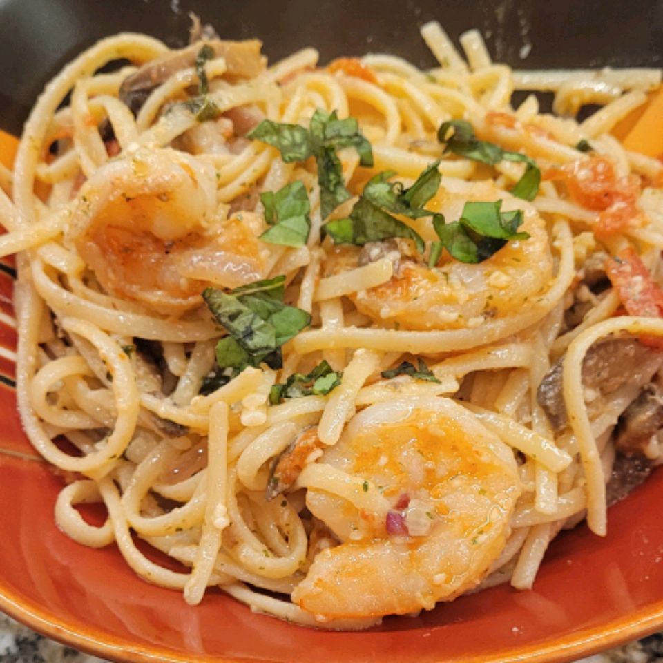 Tôm scampi với pasta tóc thiên thần