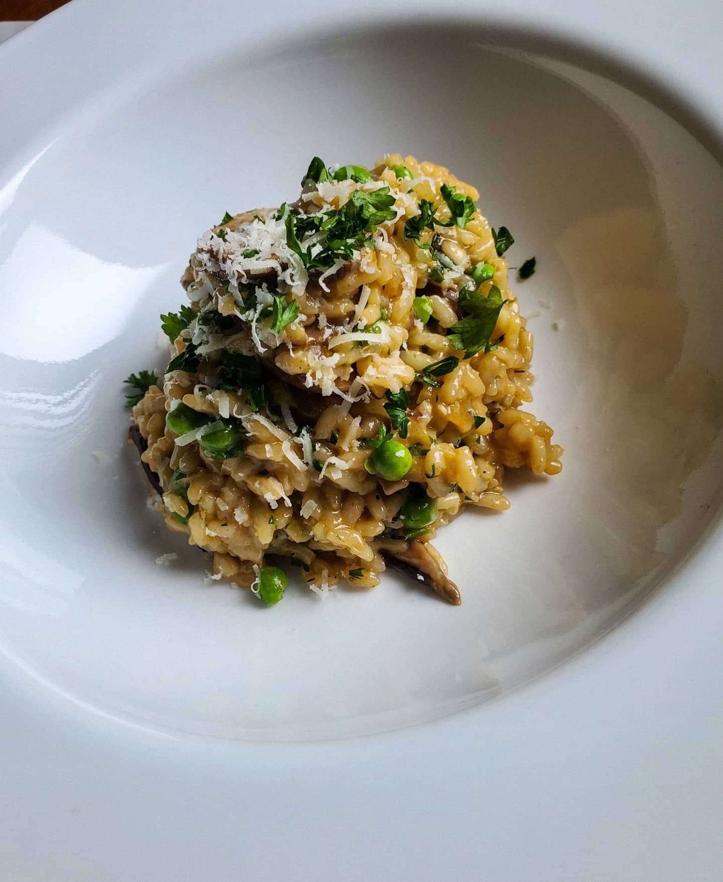 Nấm và hạt đậu risotto