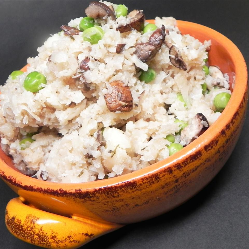 Súp lơ "risotto" với nấm porcini và đậu Hà Lan