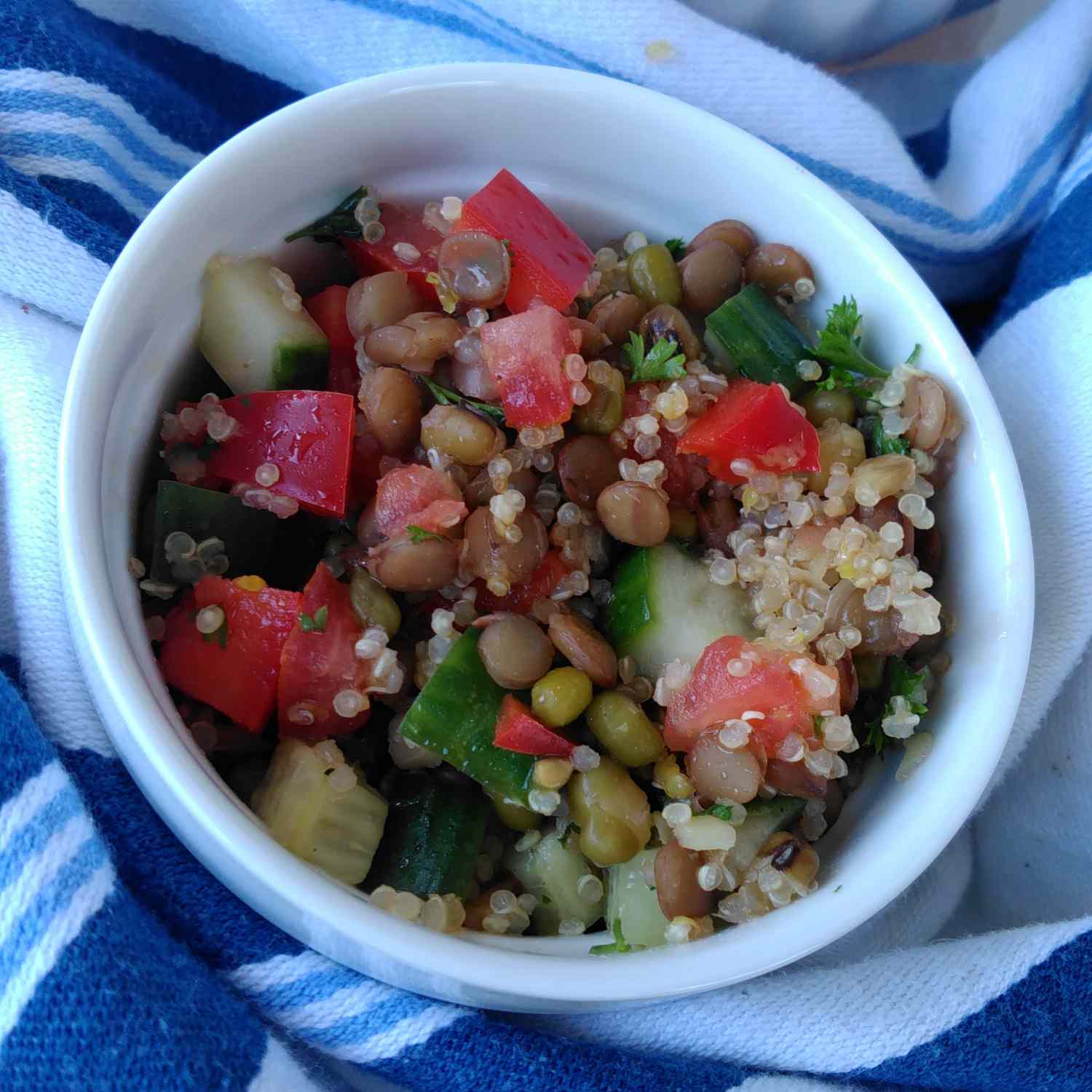 Salad đậu lăng, quinoa và mung bean