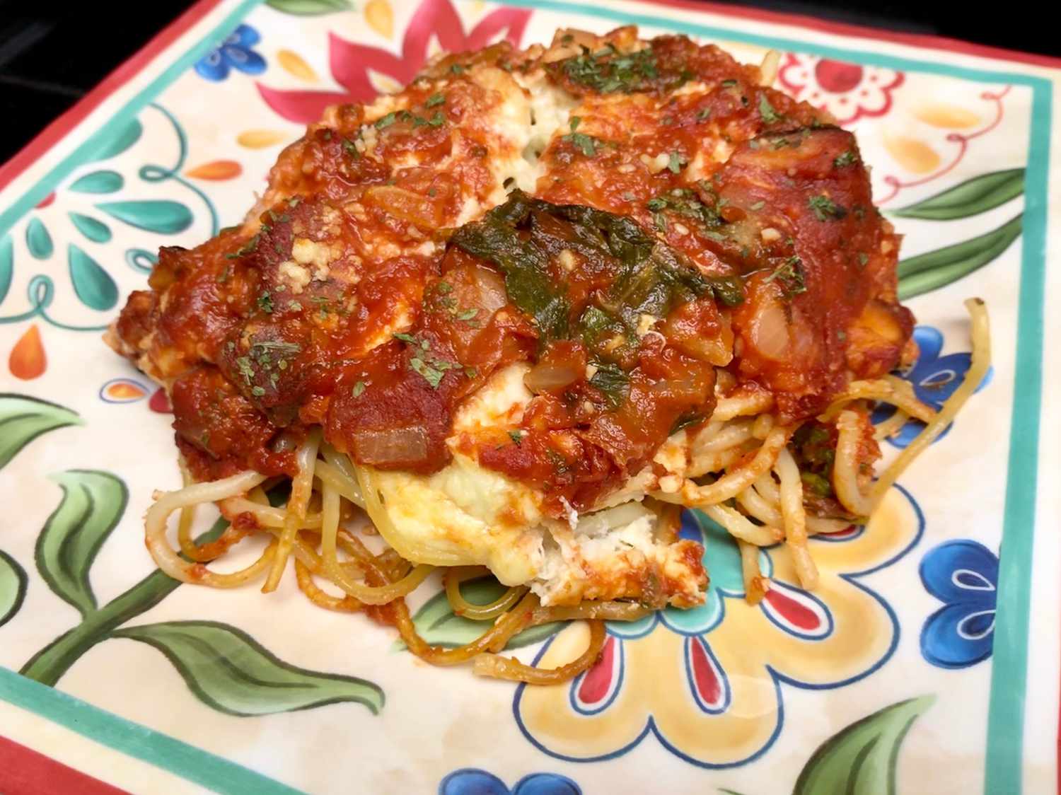 Spaghetti lasagna florentine với cua