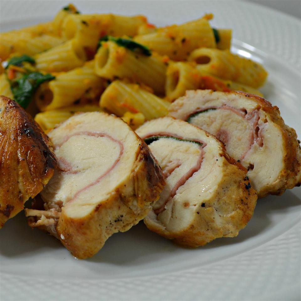 Saltimbocca di pollo alla romana (roulades ức gà prosciutto)