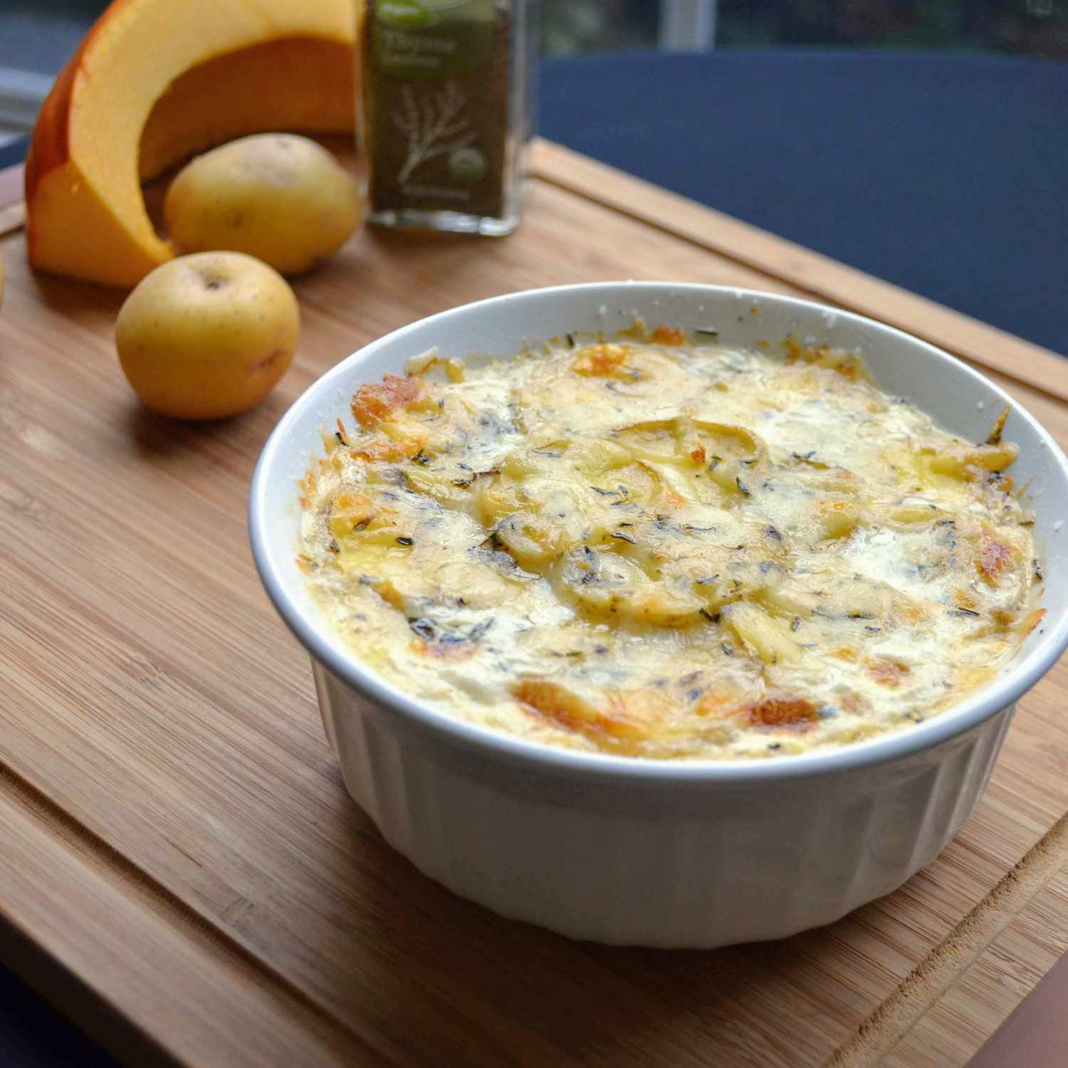 Khoai tây và bí ngô gratin