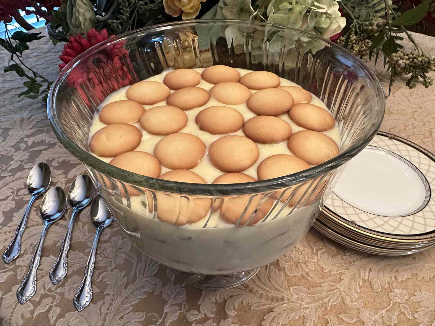 Bánh pudding chuối với bánh quế vani