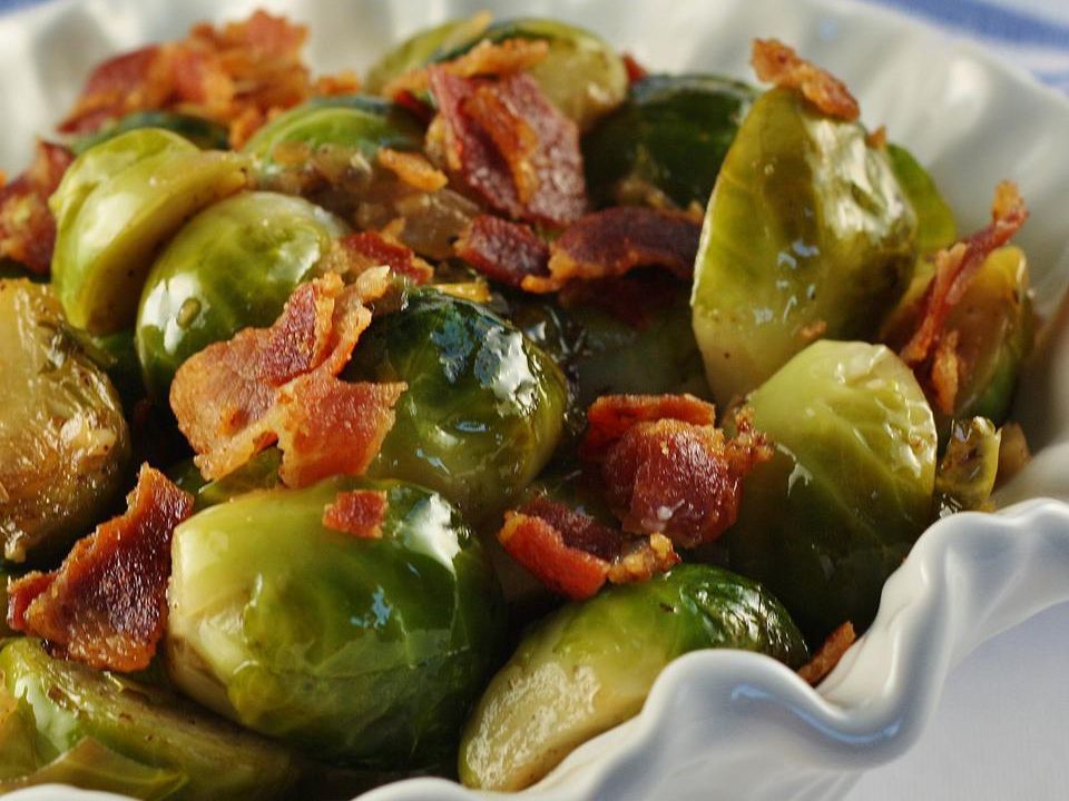 BRAISED Brussels Sprouts With Bacon