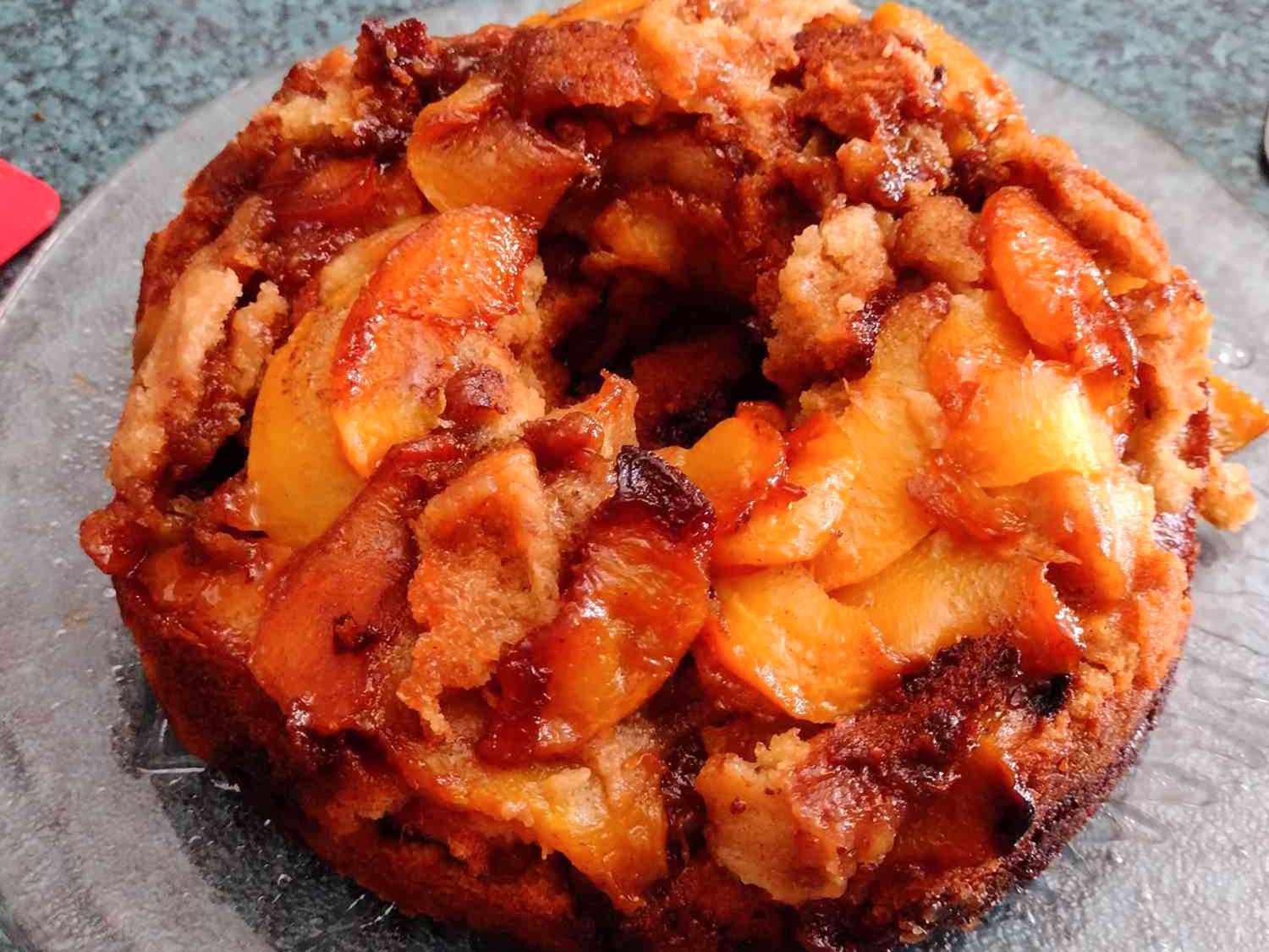 Peach cobbler lộn ngược bánh pound